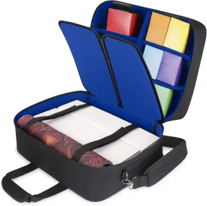 USA Gear XL Magic The Gathering MTG Deck Box Bag Travel Case - Large MTG Card Storage Bag with Padded Shoulder Strap, Customizable Interior, Weather Resistant - Fits Deck Boxes & Sleeved Cards - Blue
