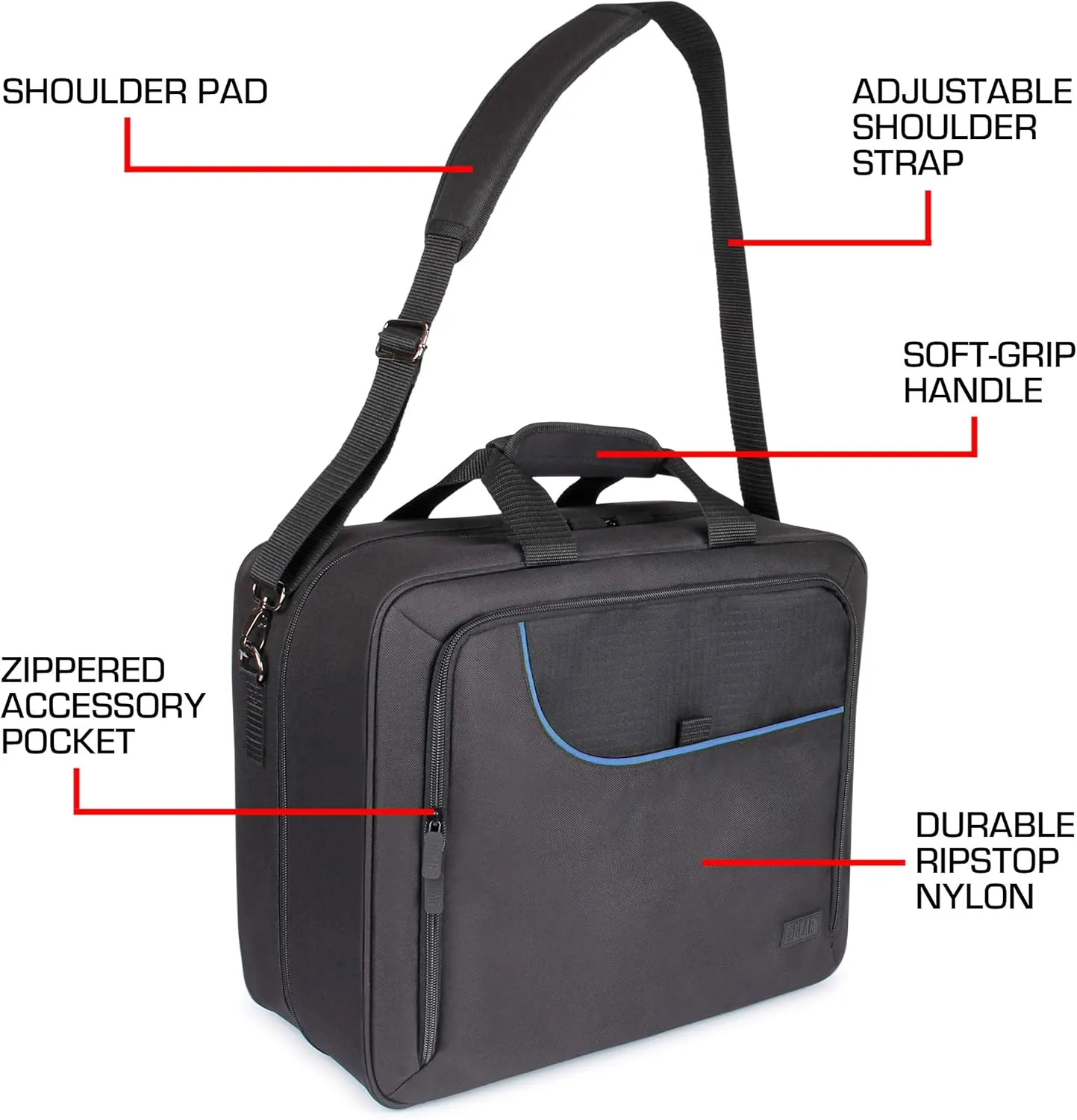 USA Gear XL Magic The Gathering MTG Deck Box Bag Travel Case - Large MTG Card Storage Bag with Padded Shoulder Strap, Customizable Interior, Weather Resistant - Fits Deck Boxes & Sleeved Cards - Blue