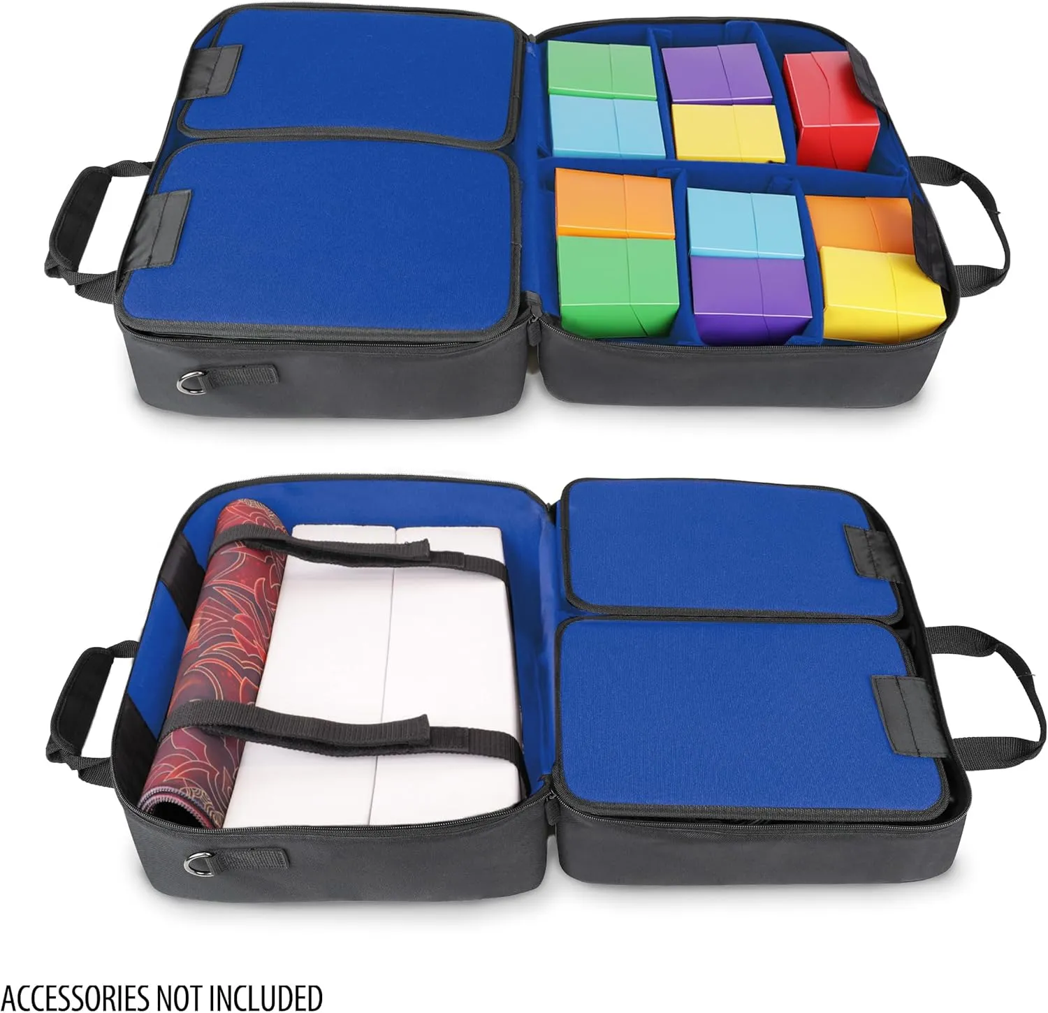 USA Gear XL Magic The Gathering MTG Deck Box Bag Travel Case - Large MTG Card Storage Bag with Padded Shoulder Strap, Customizable Interior, Weather Resistant - Fits Deck Boxes & Sleeved Cards - Blue