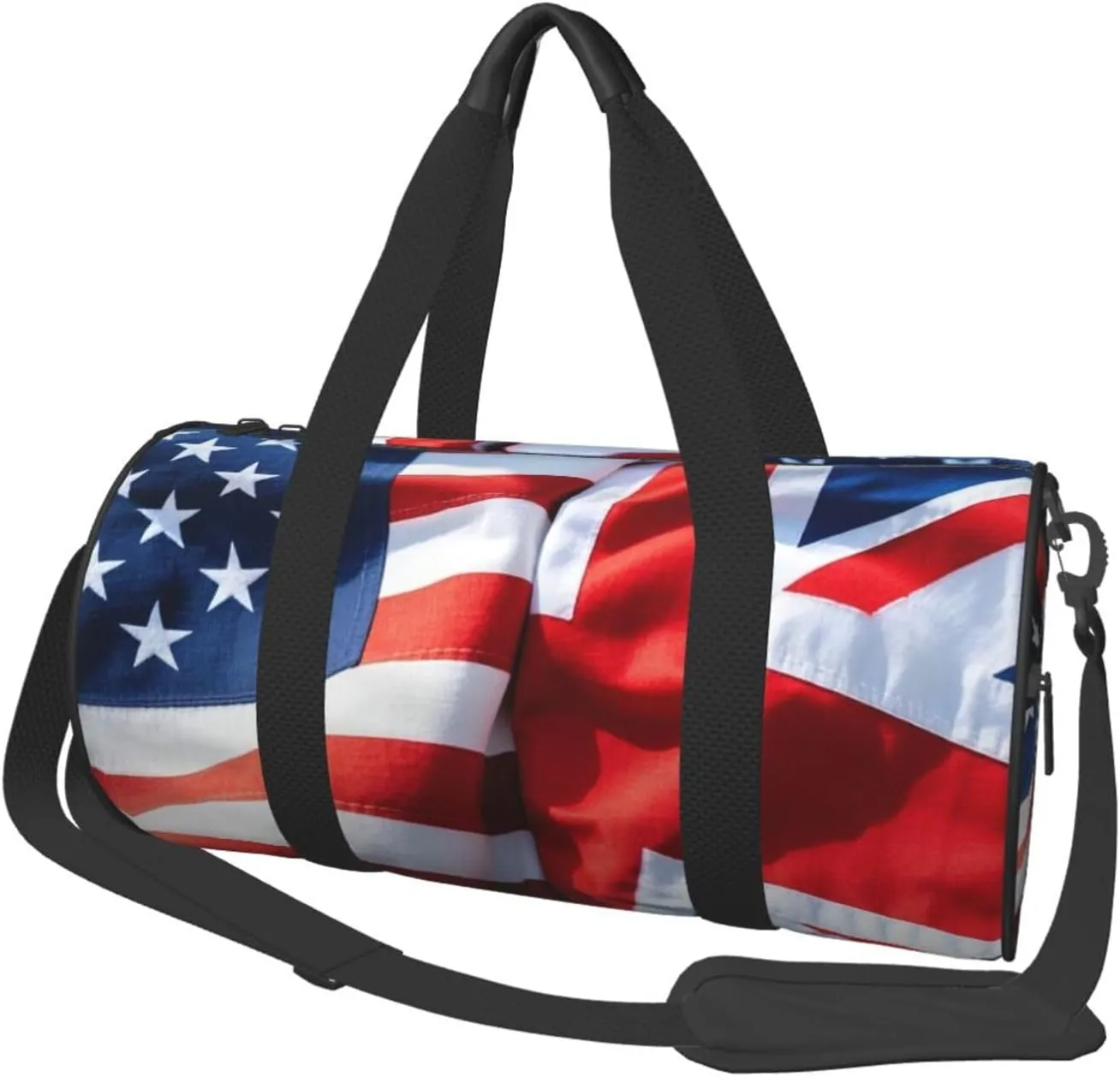 USA Uk Flag Print Round Large Capacity Travel Luggage Bags,Men's and Women's Hand-Held Travel Clothing Bags