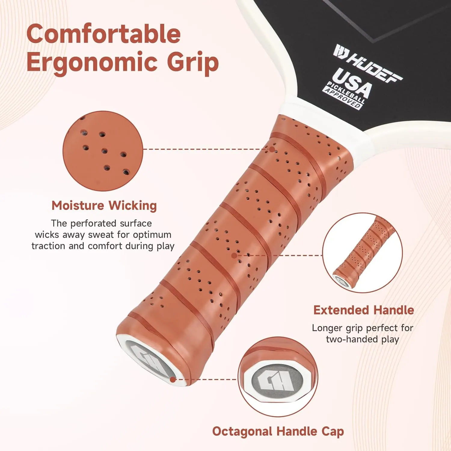 USAPA Pickleball Paddles Set: Graphite & Fiberglass Honeycomb Core, 4 Outdoor Balls, PU Leather Carry Bag
