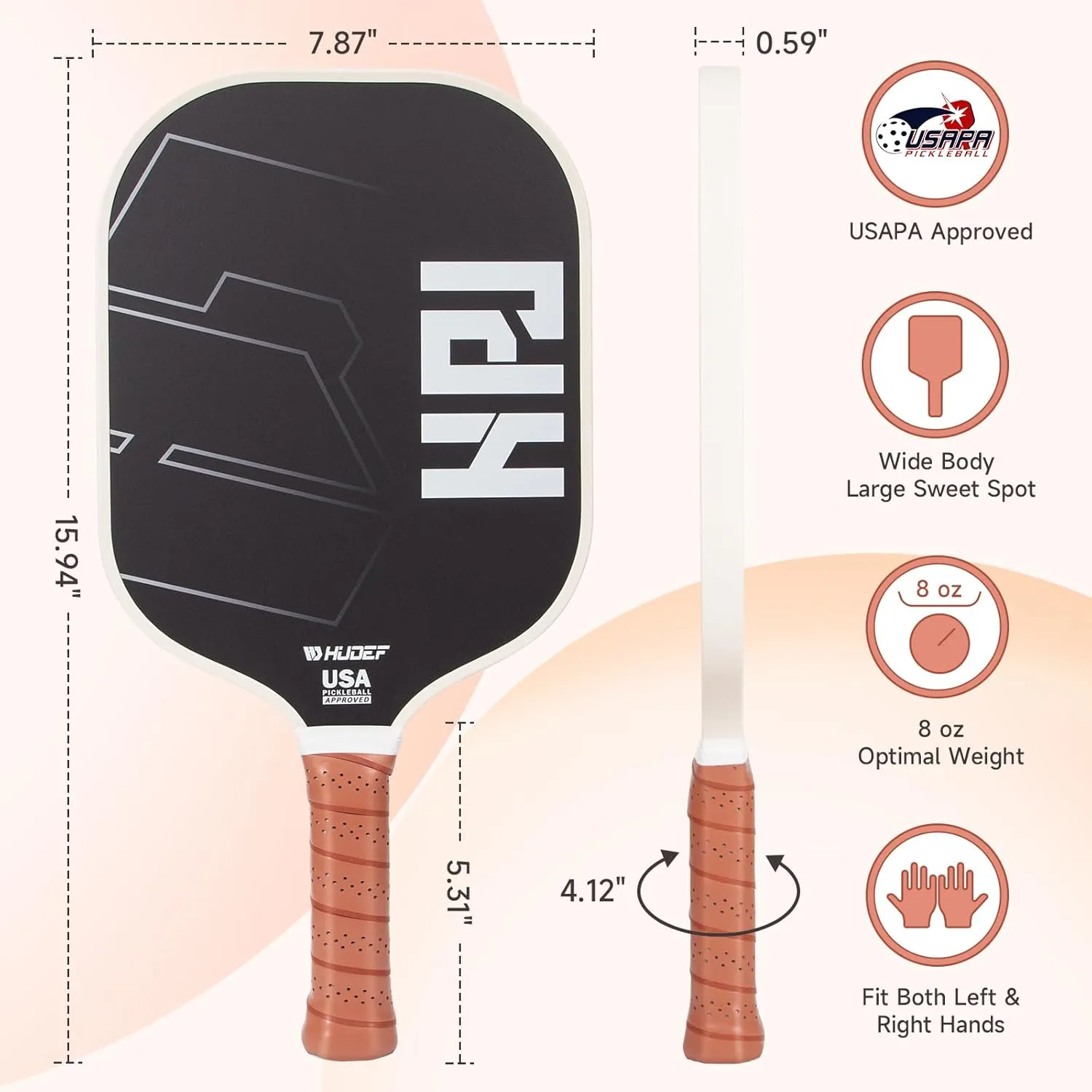 USAPA Pickleball Paddles Set: Graphite & Fiberglass Honeycomb Core, 4 Outdoor Balls, PU Leather Carry Bag