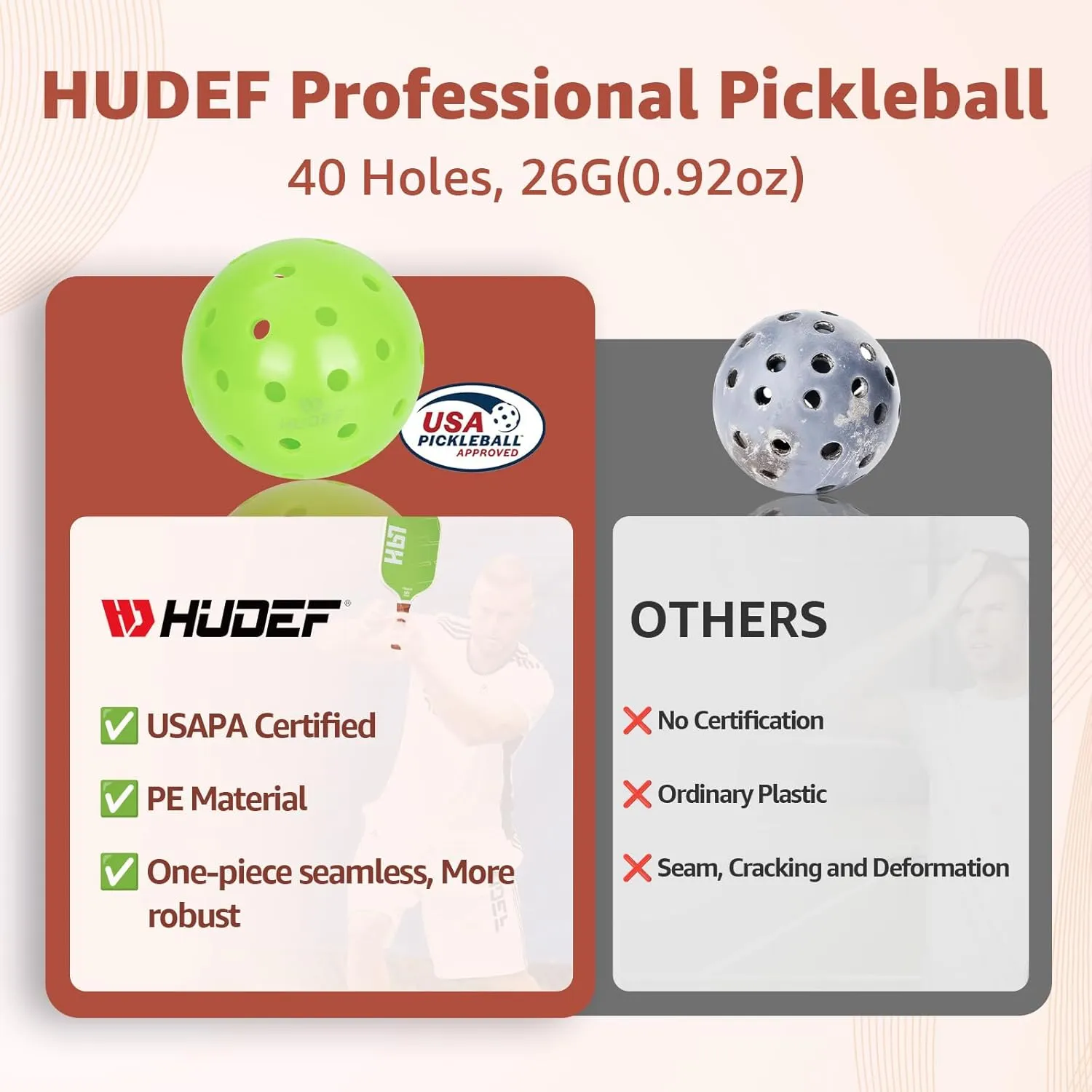 USAPA Pickleball Paddles Set: Graphite & Fiberglass Honeycomb Core, 4 Outdoor Balls, PU Leather Carry Bag