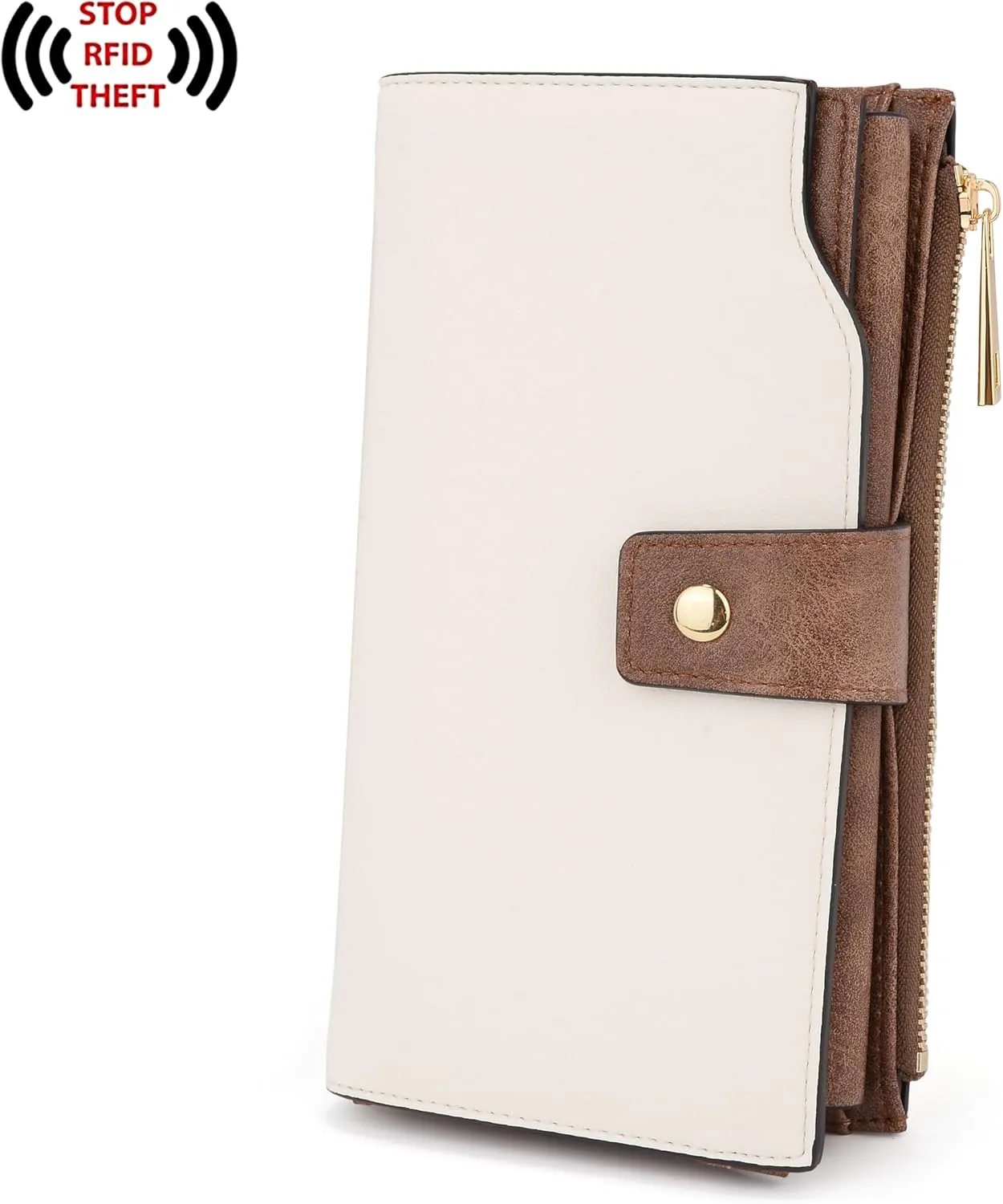 UTO Wallet Women Vegan Leather Wristlet Snap Long Purse Credit Card Holder Elegant Clutch
