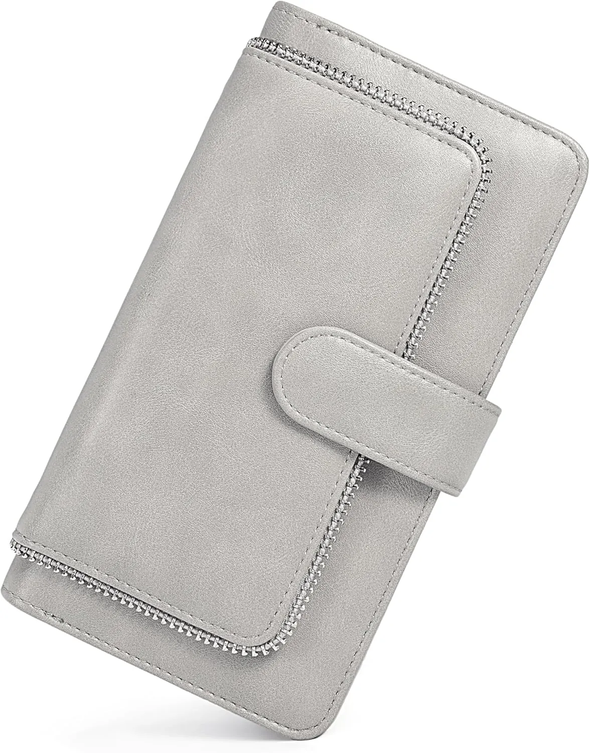 UTO Wallet Women Vegan Leather Wristlet Snap Long Purse Credit Card Holder Elegant Clutch