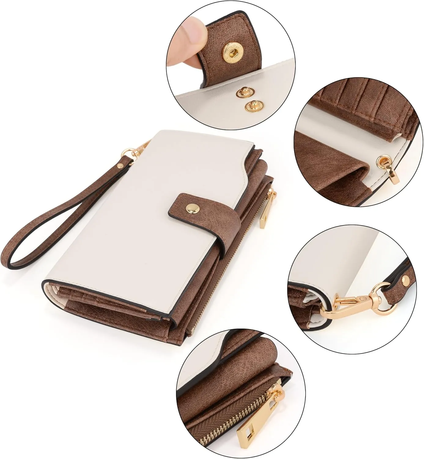 UTO Wallet Women Vegan Leather Wristlet Snap Long Purse Credit Card Holder Elegant Clutch