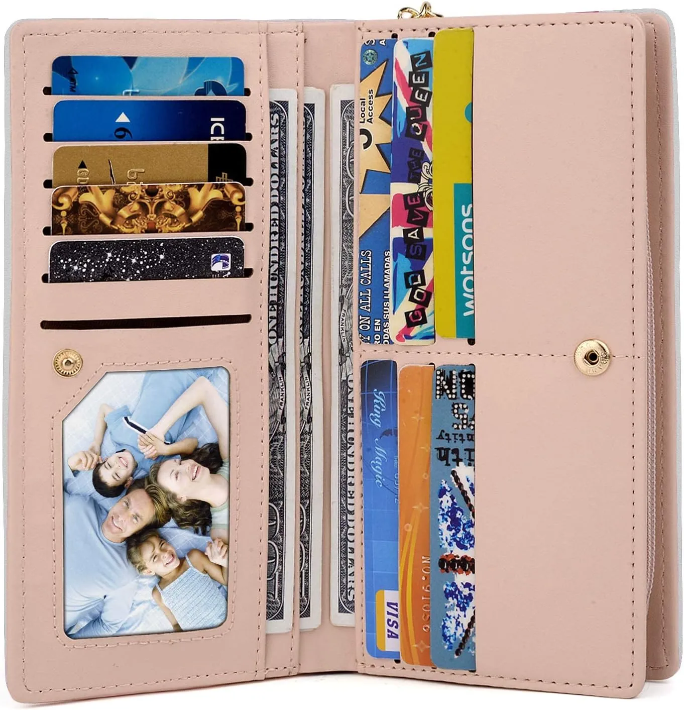 UTO Women PU Leather Wallet Large Capacity Cat Pendant Card Phone Holder Checkbook Organizer Zipper Coin Purse Zoey Black