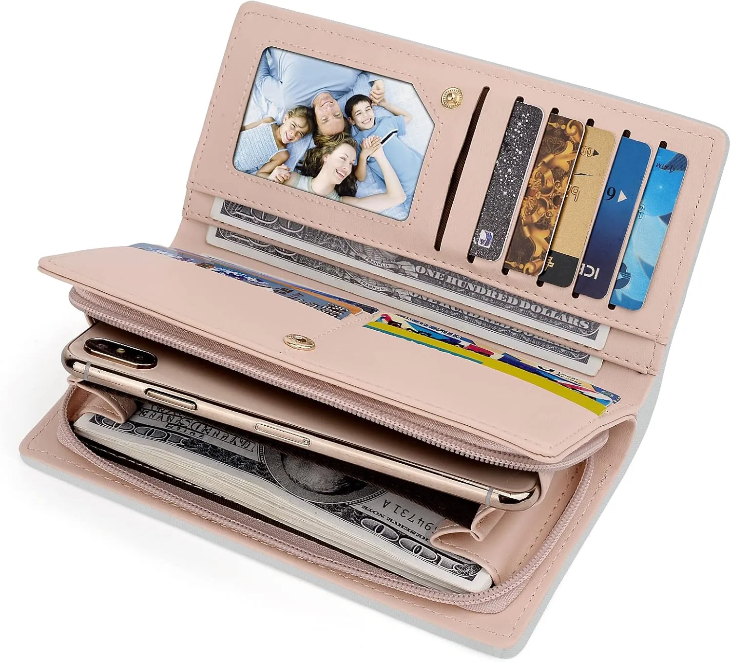 UTO Women PU Leather Wallet Large Capacity Cat Pendant Card Phone Holder Checkbook Organizer Zipper Coin Purse Zoey Black