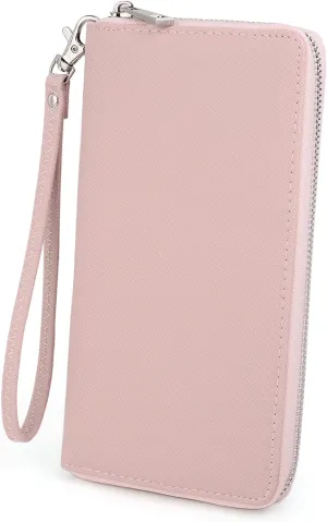 UTO Women Wallet Leather Zip Around Card Holder Checkbook Passport Organizer Ladies Travel Clutch with Wristlet