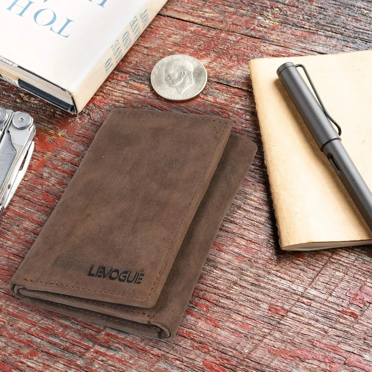 VALENCHI Leather Trifold Wallet For Men - RFID Blocking - 9 Card Slots, 2 Note Compartments & 1 ID Window - Minimalist Design, Slim Wallet - Premium, Fashionable Accessory Gifts for Men, Him