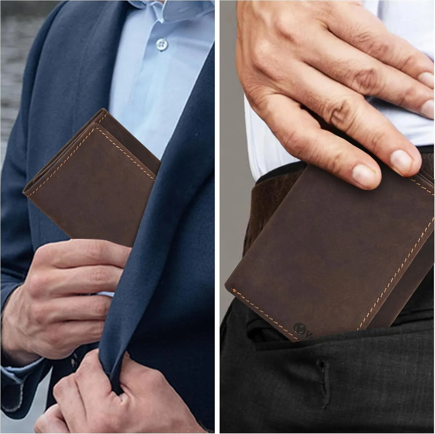 VALENCHI Leather Trifold Wallet For Men - RFID Blocking - 9 Card Slots, 2 Note Compartments & 1 ID Window - Minimalist Design, Slim Wallet - Premium, Fashionable Accessory Gifts for Men, Him