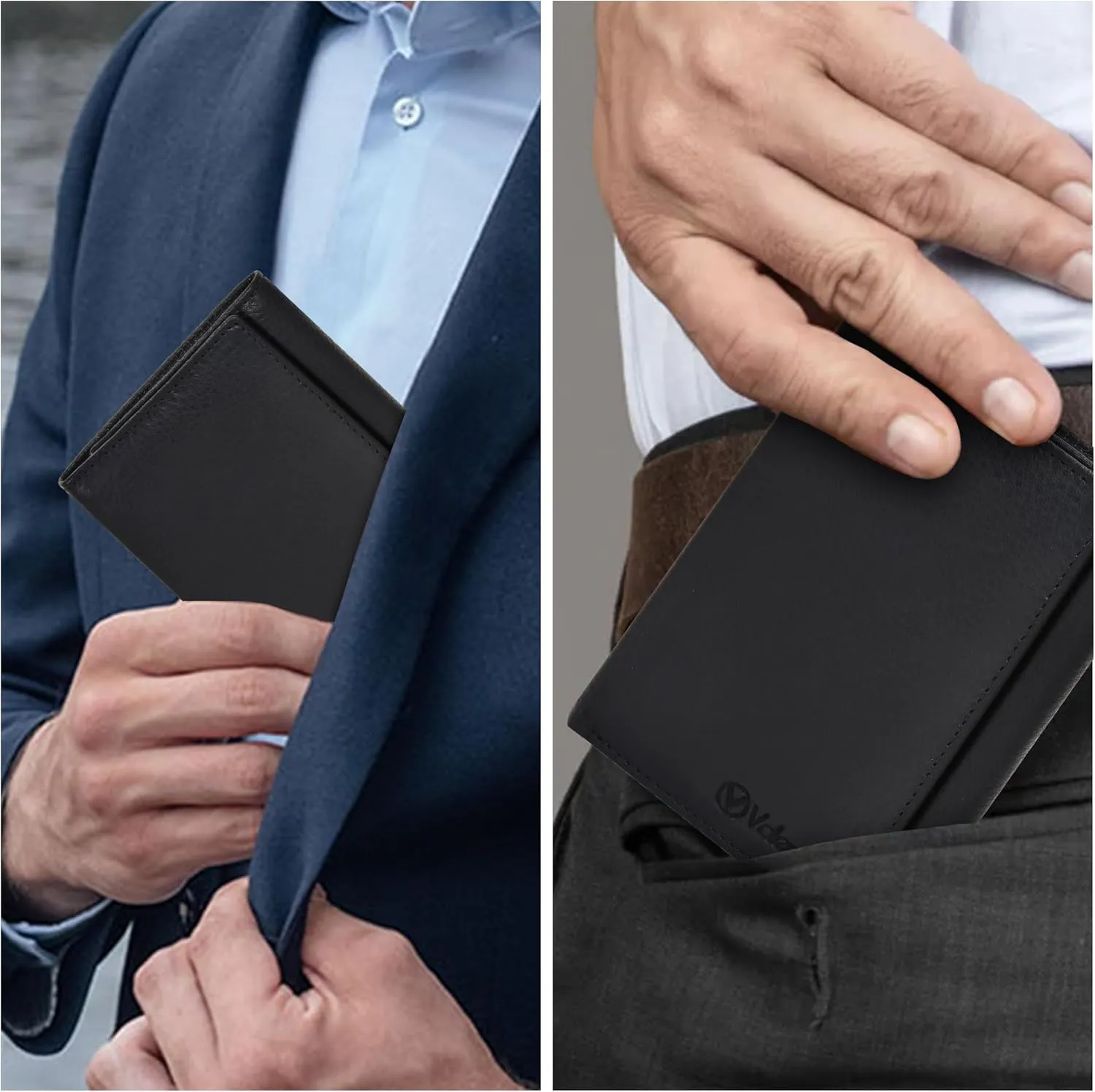 VALENCHI Leather Trifold Wallet For Men - RFID Blocking - 9 Card Slots, 2 Note Compartments & 1 ID Window - Minimalist Design, Slim Wallet - Premium, Fashionable Accessory Gifts for Men, Him