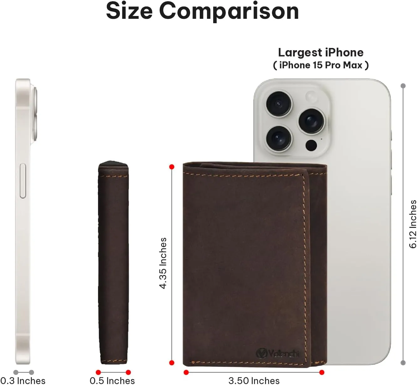 VALENCHI Leather Trifold Wallet For Men - RFID Blocking - 9 Card Slots, 2 Note Compartments & 1 ID Window - Minimalist Design, Slim Wallet - Premium, Fashionable Accessory Gifts for Men, Him