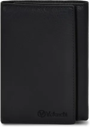 VALENCHI Leather Trifold Wallet For Men - RFID Blocking - 9 Card Slots, 2 Note Compartments & 1 ID Window - Minimalist Design, Slim Wallet - Premium, Fashionable Accessory Gifts for Men, Him