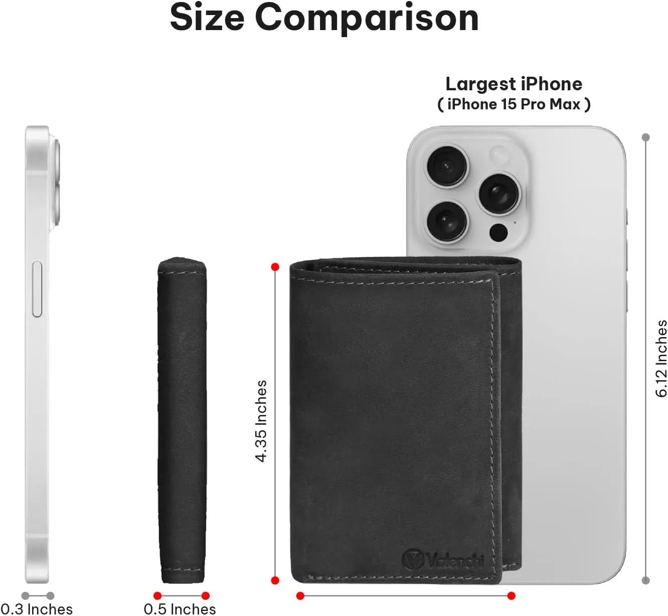 VALENCHI Leather Trifold Wallet For Men - RFID Blocking - 9 Card Slots, 2 Note Compartments & 1 ID Window - Minimalist Design, Slim Wallet - Premium, Fashionable Accessory Gifts for Men, Him