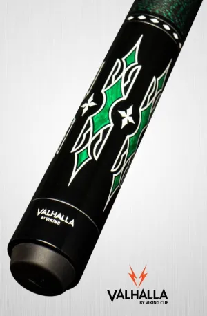 Valhalla VA466 Pool Cue | Green & White HD Graphic Points, Linen Wrap