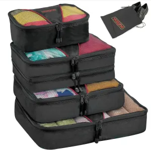 Valyne Packing Cubes 4-pcs Set, Luggage Travel Organizer Bags with a Free Laundry/shoe Bag