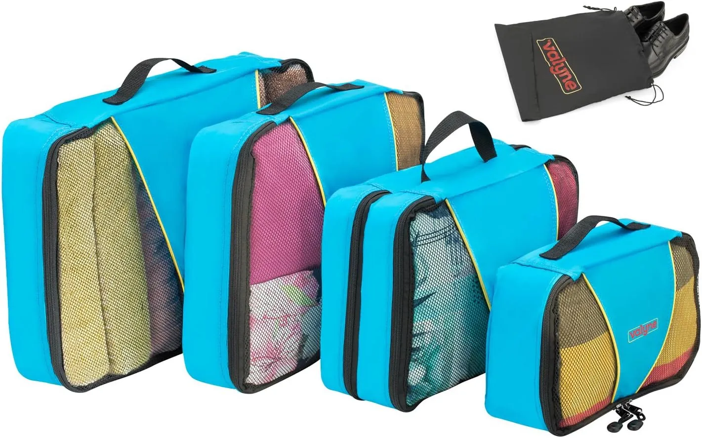 Valyne Packing Cubes 4-pcs Set Luggage Travel Organizer Bags with Free Shoe Bag