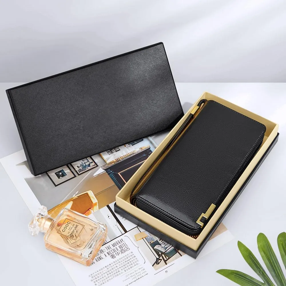VANNANBA Long Wallet for Women Genuine Leather Zipper Wallet Large Capacity Organizer Accordion Wallet
