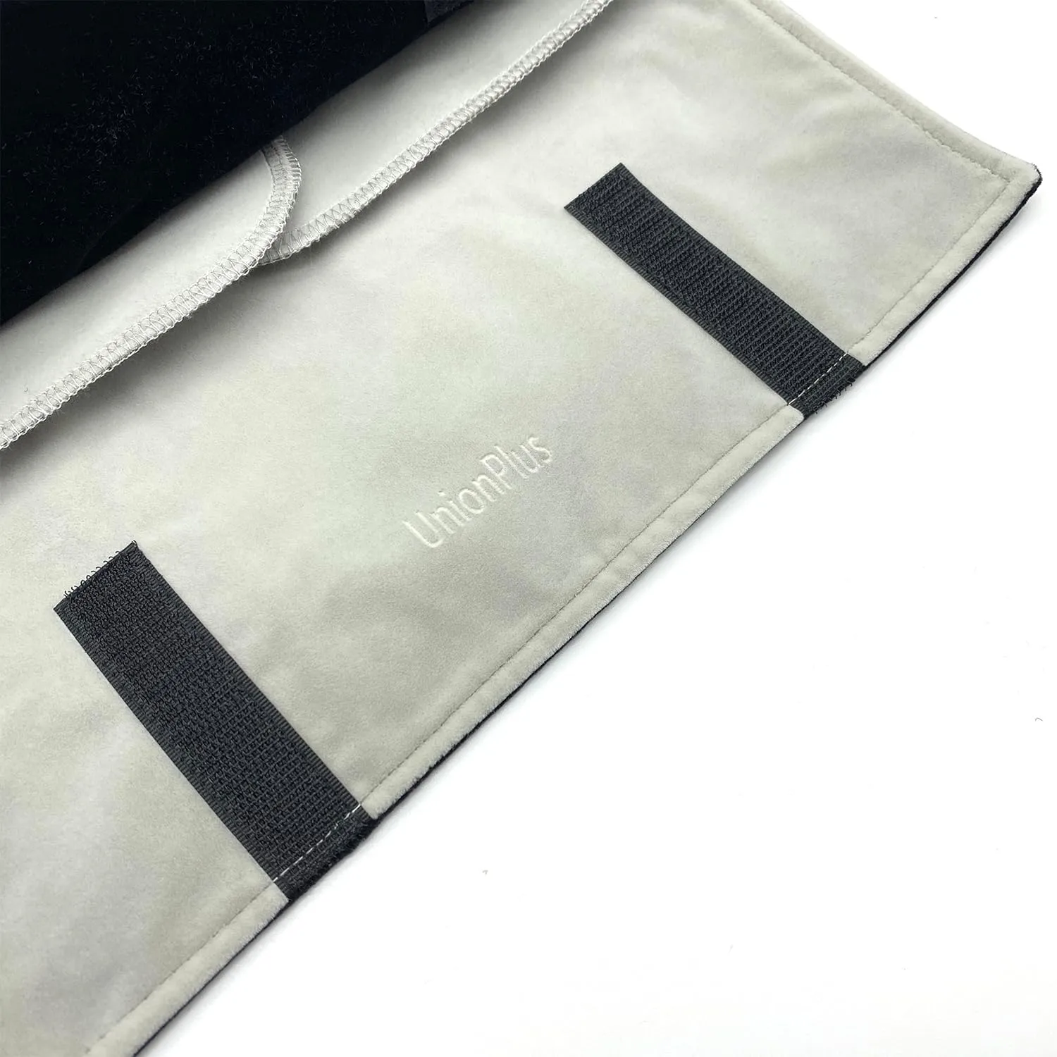 Velvet Travel Jewelry Case Roll Bag Organizer for Necklace Bracelet Earrings Ring, 6 PVC Pockets, Black  Grey Upgrade Version