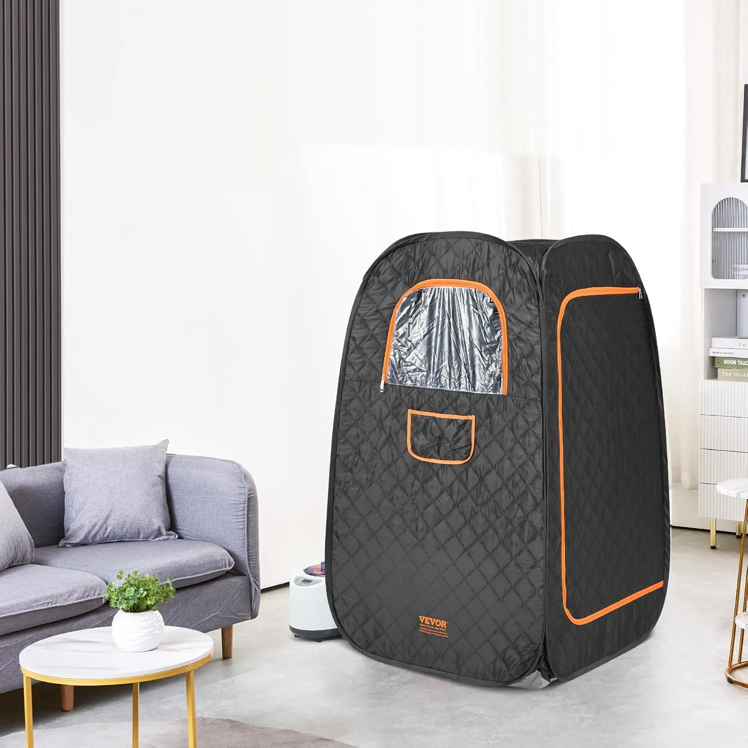 VEVOR Compact Portable Steam Sauna Tent, 1200W Sauna with Chair & Storage Bag, Home Sauna Tent for Detox Relaxation, Time & Temperature Remote Control Personal Sauna for Home, 2.6’x 2.6’x 4.3’
