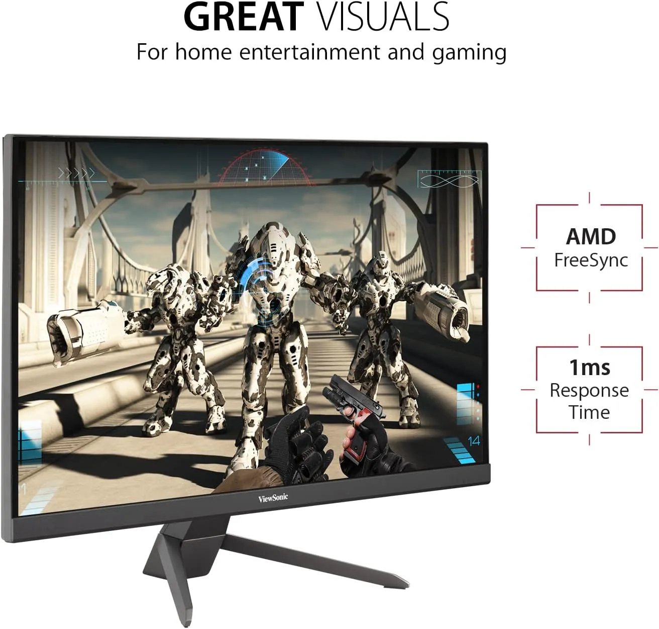 ViewSonic VX2267-MHD 22 Inch 1080p Gaming Monitor with 100Hz, 1ms, Ultra-Thin Bezels, FreeSync, Eye Care, HDMI, VGA, and DP