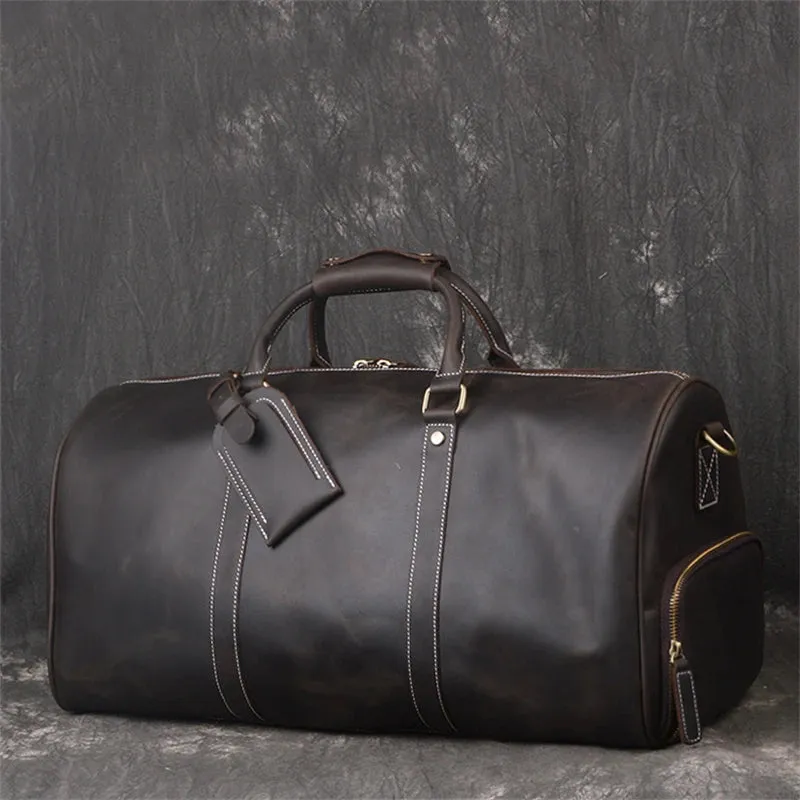 Vintage Crazy Horse Genuine Leather Travel Bag