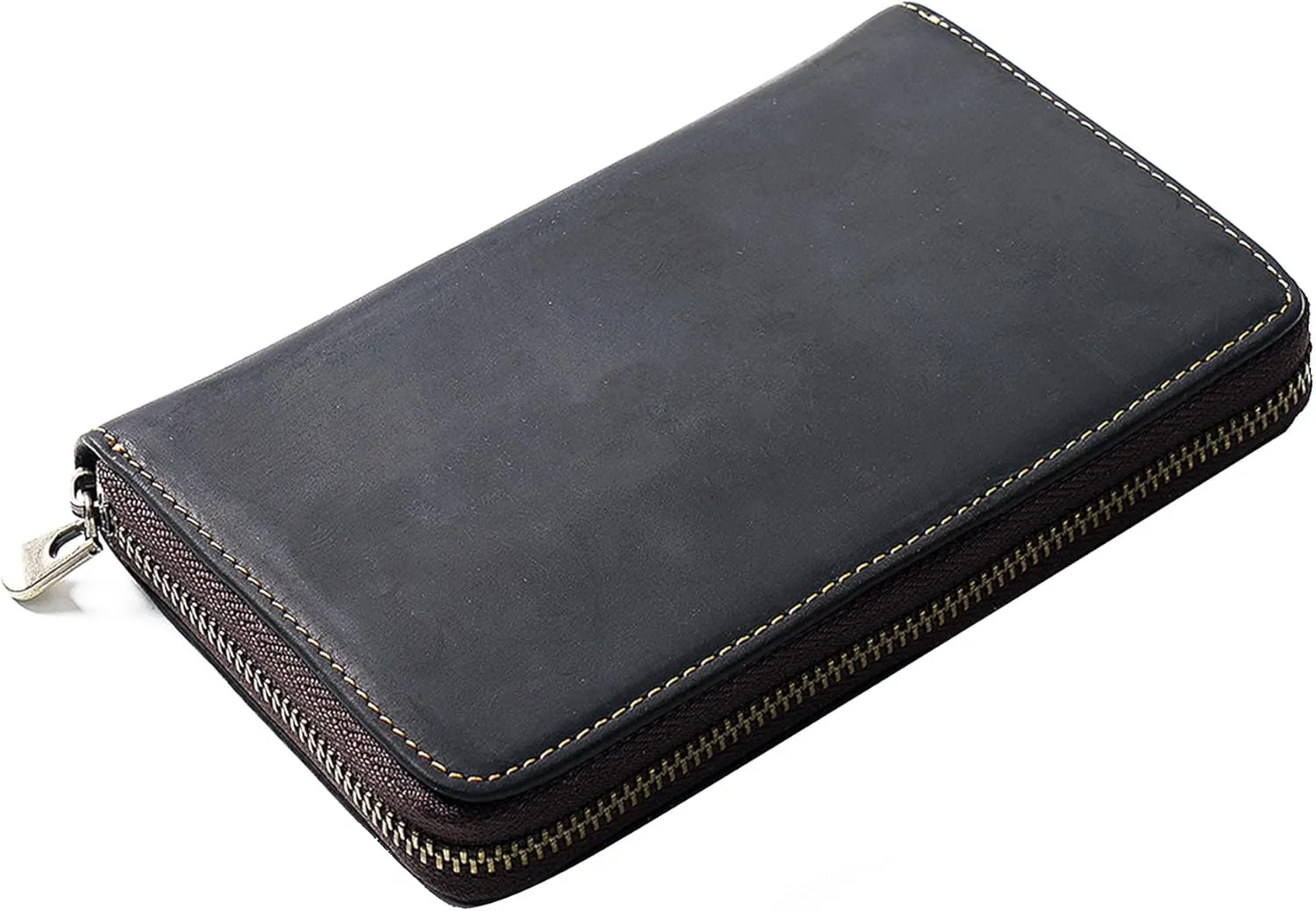 Vintage genuine Leather Pen & Pencil Case for Artists, Designers, Architects, at office, university, college and travel (Black)