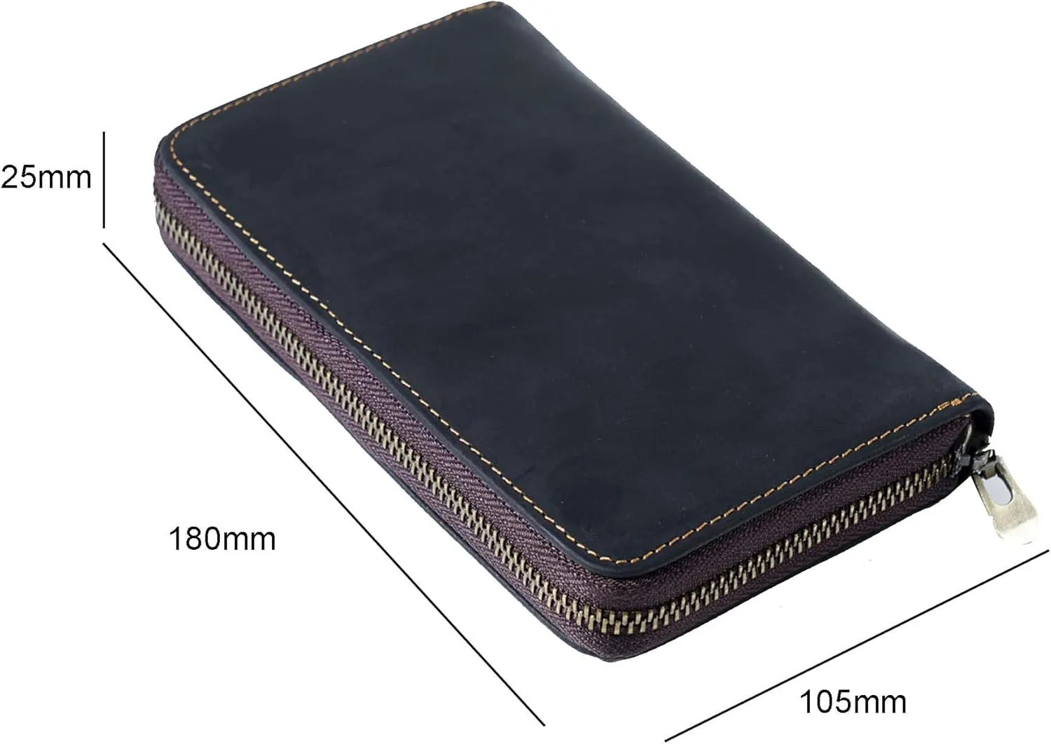 Vintage genuine Leather Pen & Pencil Case for Artists, Designers, Architects, at office, university, college and travel (Black)
