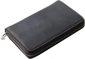 Vintage genuine Leather Pen & Pencil Case for Artists, Designers, Architects, at office, university, college and travel (Black)