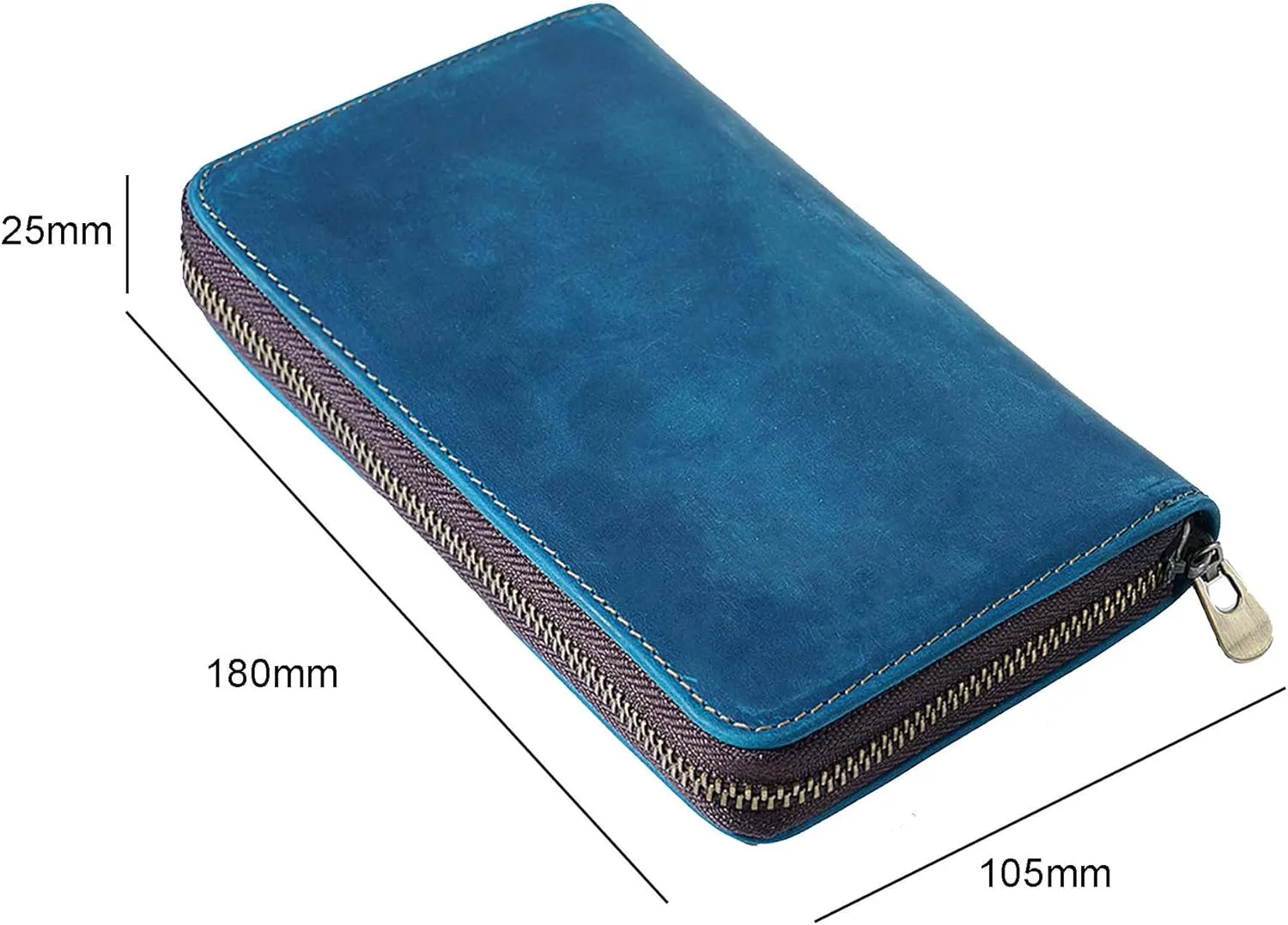 Vintage genuine Leather Pen & Pencil Case for Artists, Designers, Architects, at office, university, college and travel (Blue)