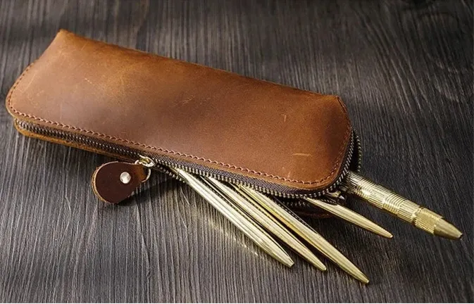 Vintage Style Leather | Pen Case