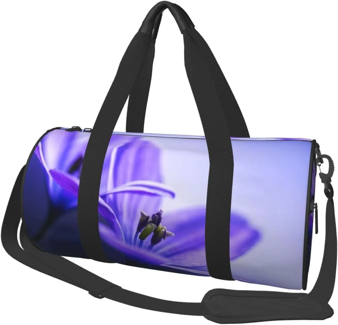 Violet Flower Print Round Large Capacity Travel Luggage Bags,Men's and Women's Hand-Held Travel Clothing Bags