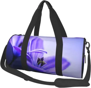 Violet Flower Print Round Large Capacity Travel Luggage Bags,Men's and Women's Hand-Held Travel Clothing Bags