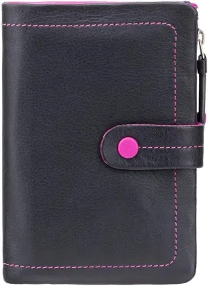 Visconti Malibu M87 Ladies Multi Colored Leather Bi-fold Wallet Purse 4" x 6" (Black Multi)