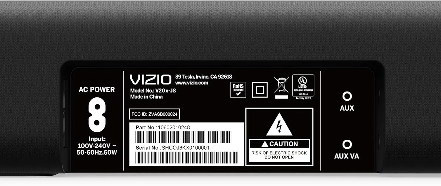 VIZIO V-Series 2.0 Compact Sound Bar with Dolby Audio, DTS:X, Bluetooth V20x-J8