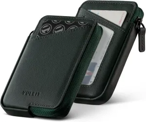 VULKIT Credit Card Holder RFID Blocking Top Grain Cowhide Leather Zip Card Holder Wallet Slim Minimalist Card Wallet, Holding up to 10 Cards & Folded Notes