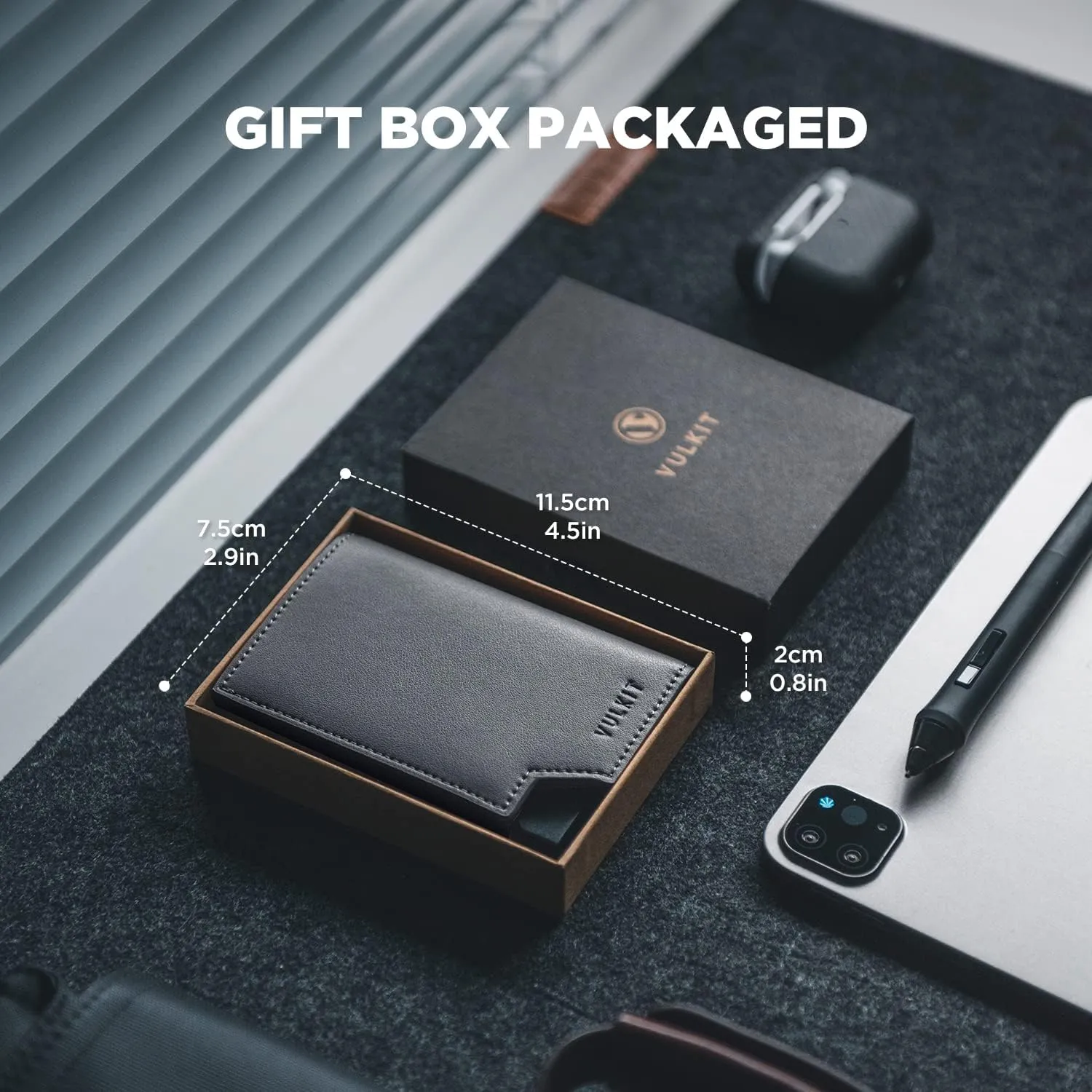VULKIT Men's Wallet Minimalist Pop Up Card Holder RFID Blocking Magnetic Closure Leather Wallet with ID Window for Cash & Credit Cards Up To 11 Cards