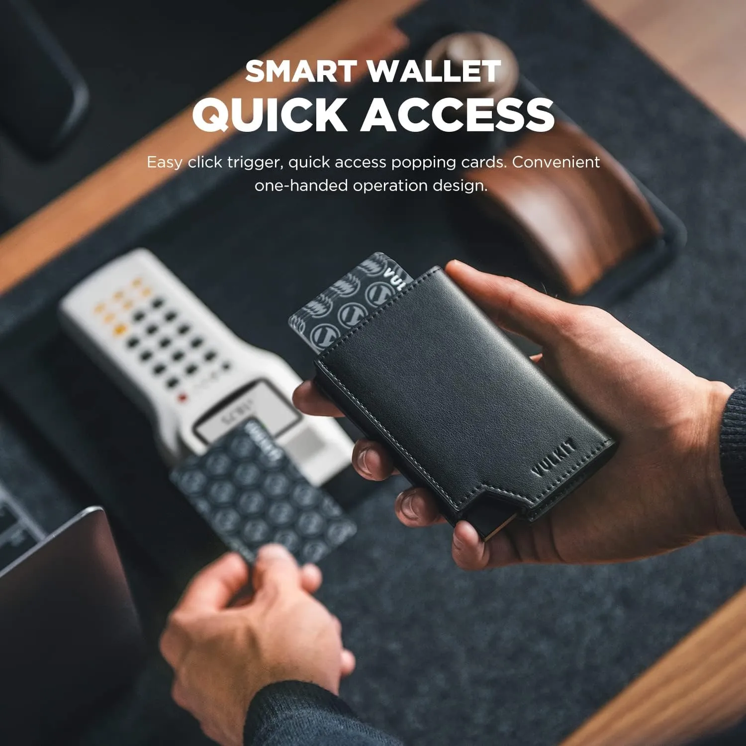 VULKIT Men's Wallet Minimalist Pop Up Card Holder RFID Blocking Magnetic Closure Leather Wallet with ID Window for Cash & Credit Cards Up To 11 Cards