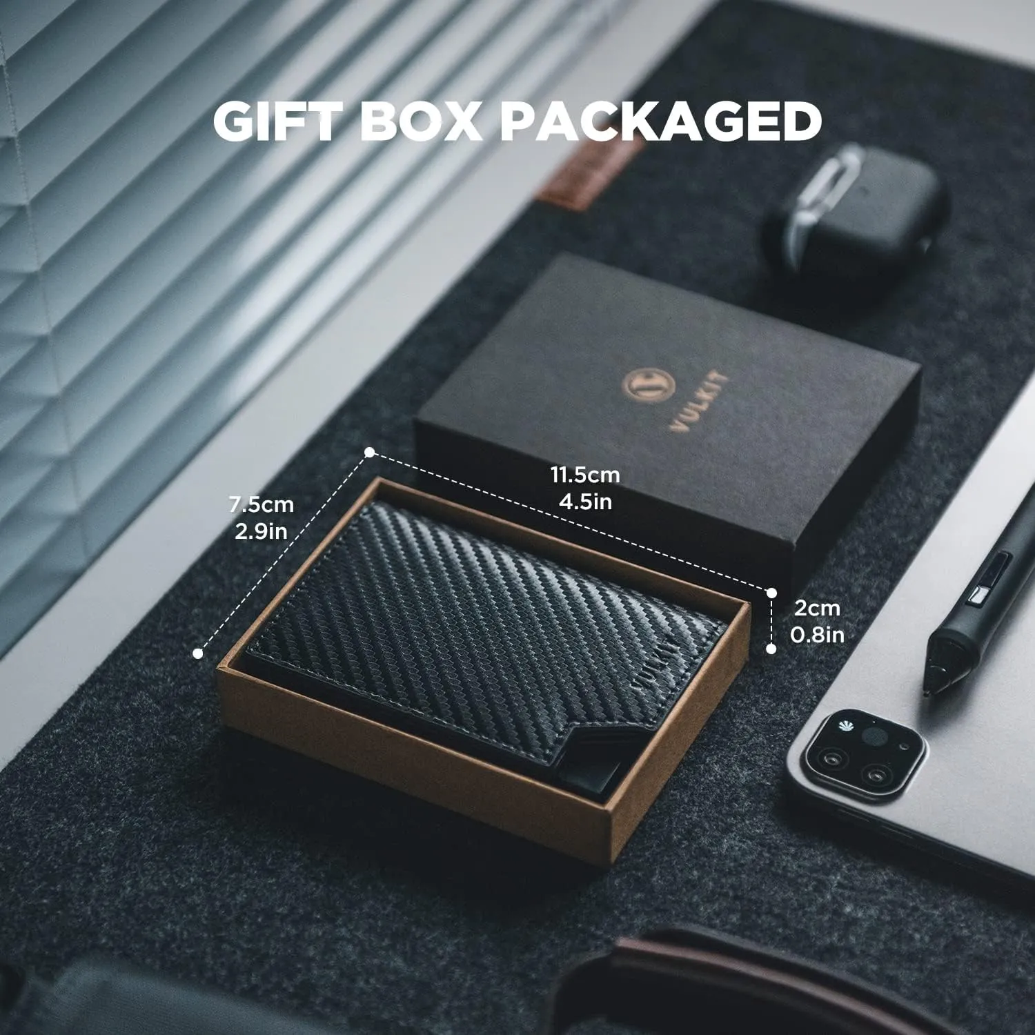 VULKIT Men's Wallet Minimalist Pop Up Card Holder RFID Blocking Magnetic Closure Leather Wallet with ID Window for Cash & Credit Cards Up To 11 Cards