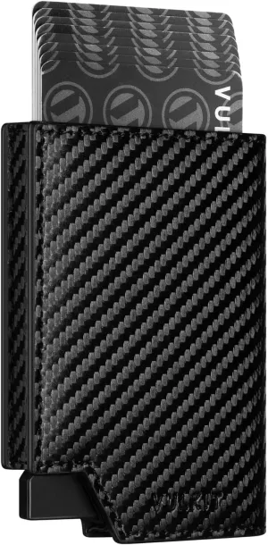VULKIT Men's Wallet Minimalist Pop Up Card Holder RFID Blocking Magnetic Closure Leather Wallet with ID Window for Cash & Credit Cards Up To 11 Cards