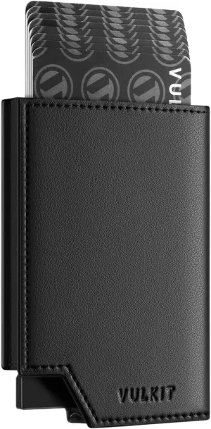VULKIT Men's Wallet Minimalist Pop Up Card Holder RFID Blocking Magnetic Closure Leather Wallet with ID Window for Cash & Credit Cards Up To 11 Cards