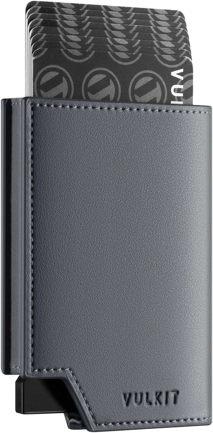 VULKIT Men's Wallet Minimalist Pop Up Card Holder RFID Blocking Magnetic Closure Leather Wallet with ID Window for Cash & Credit Cards Up To 11 Cards