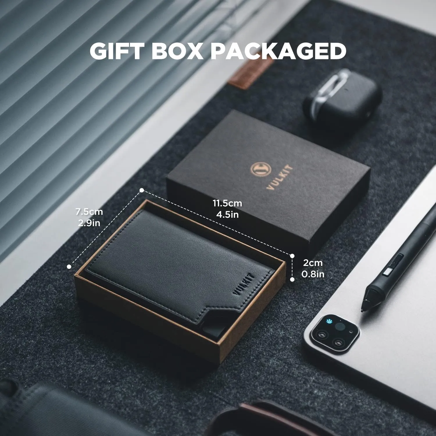 VULKIT Men's Wallet Minimalist Pop Up Card Holder RFID Blocking Magnetic Closure Leather Wallet with ID Window for Cash & Credit Cards Up To 11 Cards