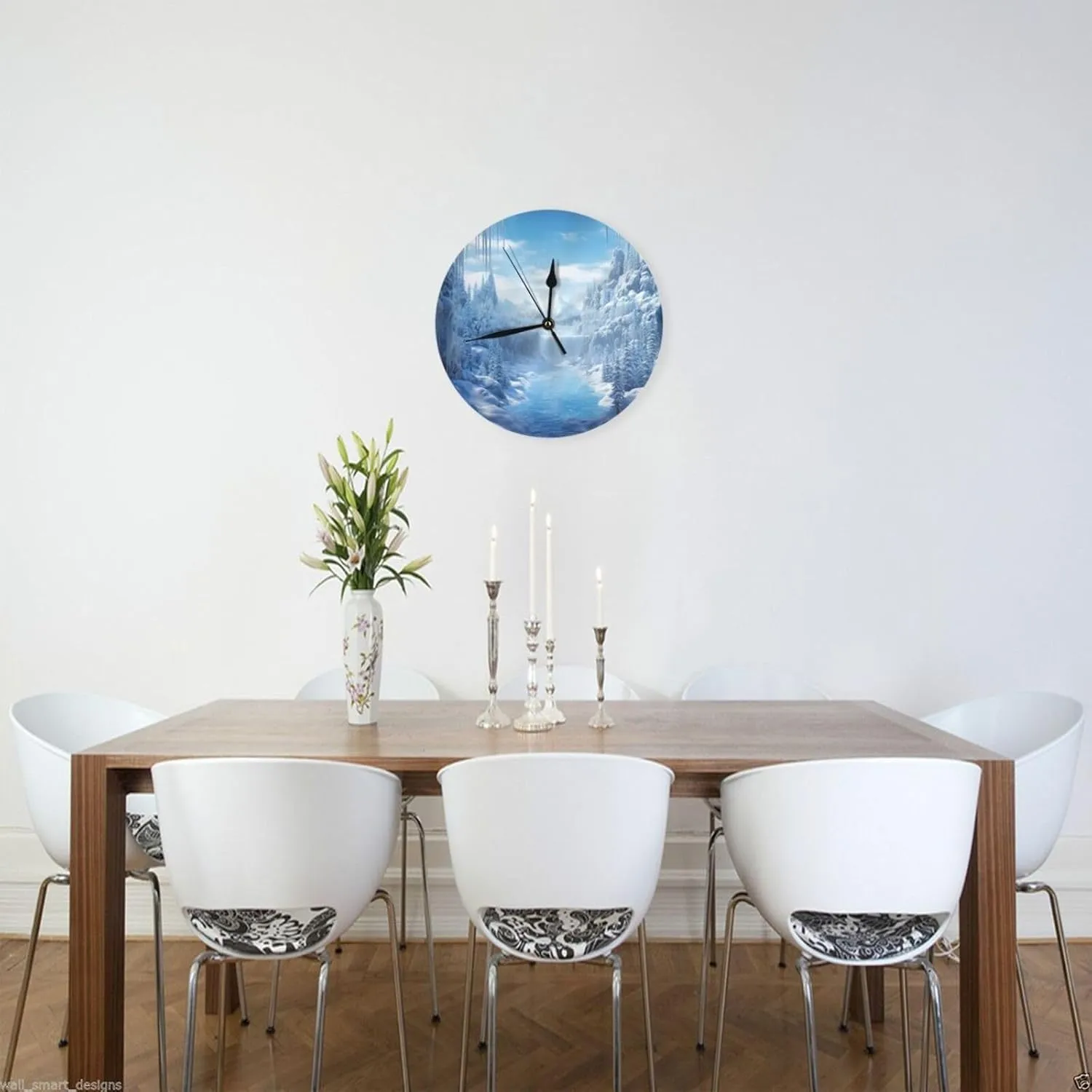 Wall Clock Silent Non Ticking 10 Inch Clock Snow Ice World Wall Clocks Analog Clock for Bathroom Decorative Round Modern Wall Decor Clock for Home Kitchen Living Bedroom
