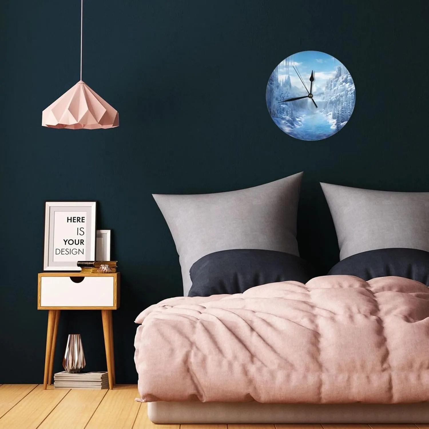 Wall Clock Silent Non Ticking 10 Inch Clock Snow Ice World Wall Clocks Analog Clock for Bathroom Decorative Round Modern Wall Decor Clock for Home Kitchen Living Bedroom