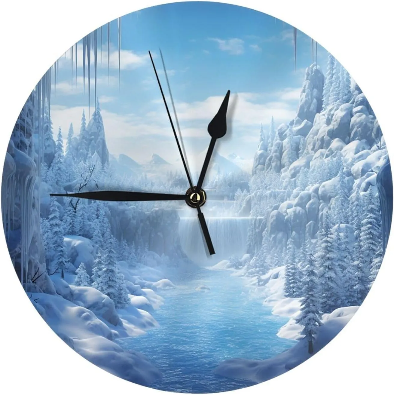 Wall Clock Silent Non Ticking 10 Inch Clock Snow Ice World Wall Clocks Analog Clock for Bathroom Decorative Round Modern Wall Decor Clock for Home Kitchen Living Bedroom