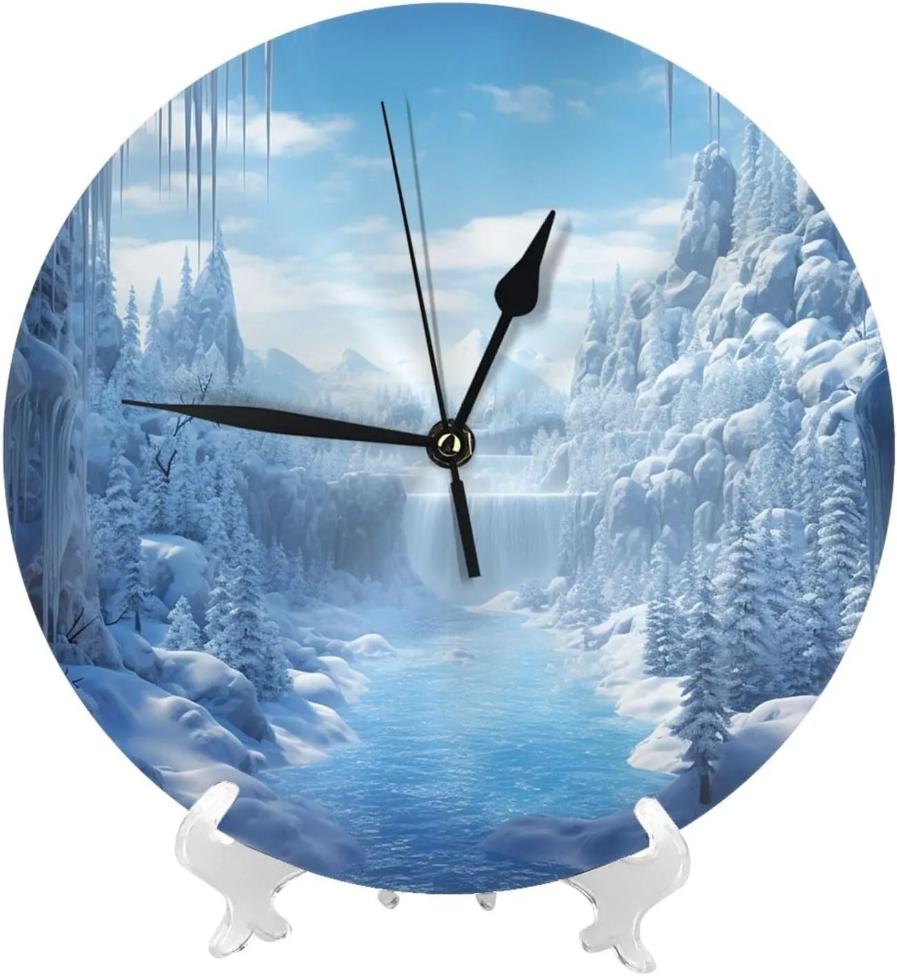 Wall Clock Silent Non Ticking 10 Inch Clock Snow Ice World Wall Clocks Analog Clock for Bathroom Decorative Round Modern Wall Decor Clock for Home Kitchen Living Bedroom