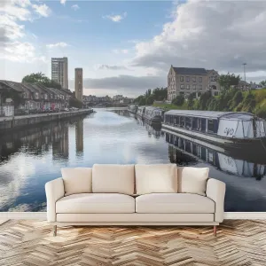Wall Mural Evening by Canal Doncaster Self Adhesive Wallpaper Peel & Stick Wall Decal Sticker Poster Home Decor for Bedroom Living Room Bathroom 100"x144"