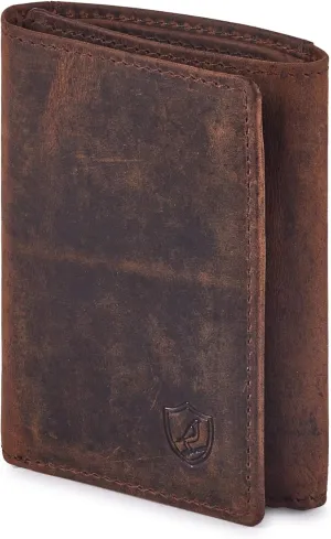 Wallet for Men Trifold Real Leather RFID Blocking Credit Card Case with ID Window in Gift Box